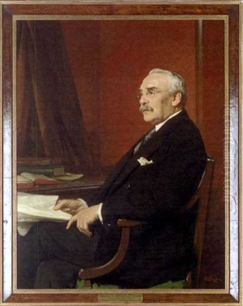 Portrait Of Sir Gerald Hemmington Ryan, Bt., Seated At A Desk Oil Painting by William Samuel Henry (Sir) Llewellyn