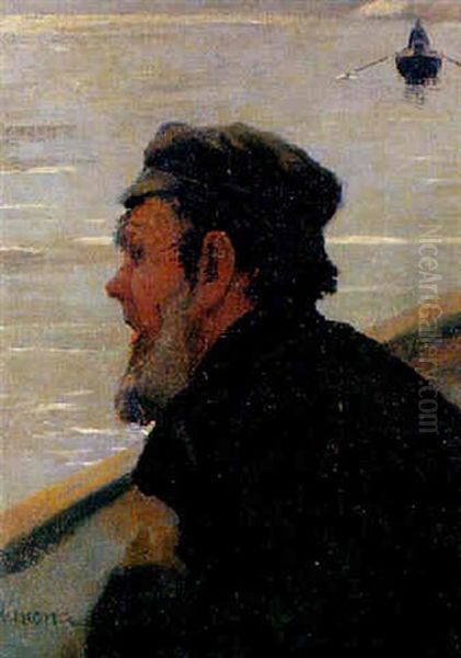 Pescador Desde La Barca Oil Painting by Joan Llimona y Bruguera