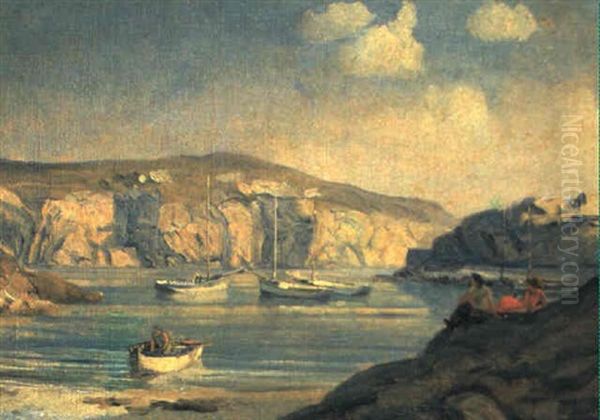 Playa De Mera, La Coruna Oil Painting by Francisco Llorens y Diaz