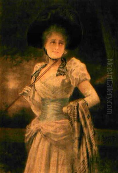 Junge Dame In Elegantem Kostum Oil Painting by Jose Llovera Bofill