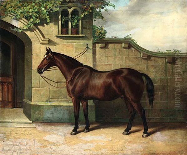 Horse In The Courtyard Oil Painting by Edward Lloyd