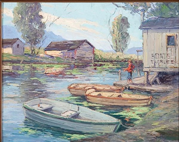 Boy Fishing Oil Painting by Frank Edward Lloyd