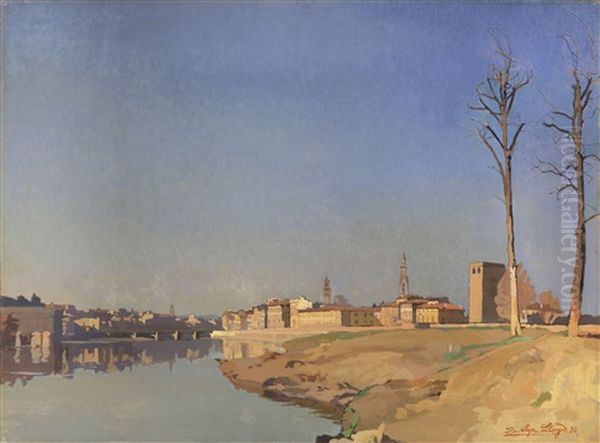 L'arno A San Niccolo Oil Painting by Llewelyn Lloyd