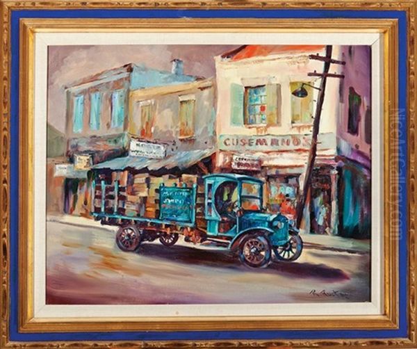 Delivery Truck In Front Of Cusemano's Bar (prytania Street), New Orleans, Oil Painting by Robert Malcolm Lloyd