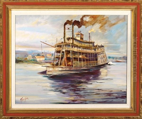 Steamboat Tennessee Belle On The Mississippi River by Robert Malcolm Lloyd