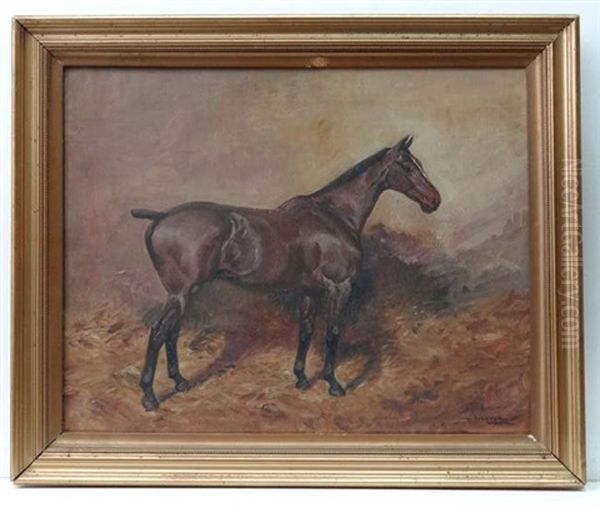 Portrait Of A Bay Hunter Within A Stable Oil Painting by Thomas Ivester Lloyd