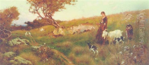 The Goat Girl Oil Painting by Thomas James Lloyd