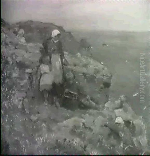 The Fisherman's Family, Sark Oil Painting by Thomas James Lloyd