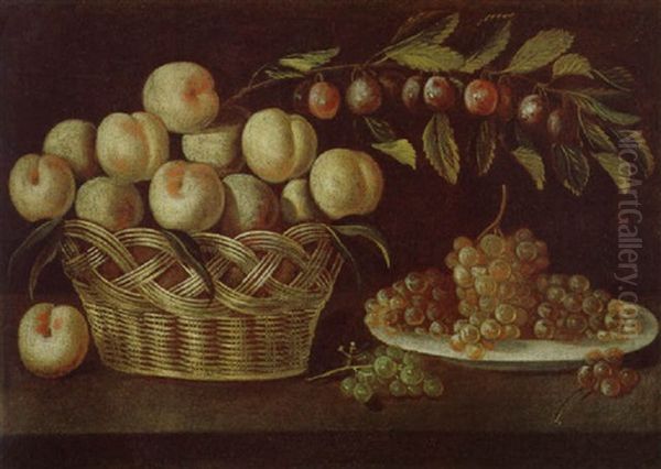 Stilleben Mit Pfirschen Und Weintrauben Oil Painting by Alessandro de Loarte