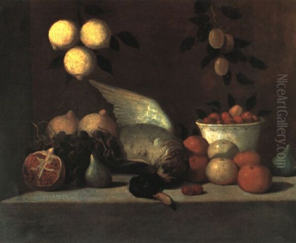 Stilleben Mit Fruchten Und Einer Ente Oil Painting by Alessandro de Loarte