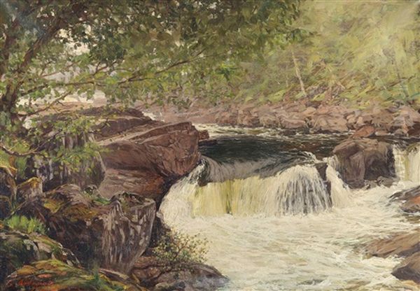 River Rapids, 1922 Oil Painting by Sergei Ivanovich Lobanov