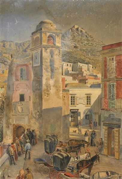 Szenen Auf Capri (2 Works) Oil Painting by Bruno Loebbecke