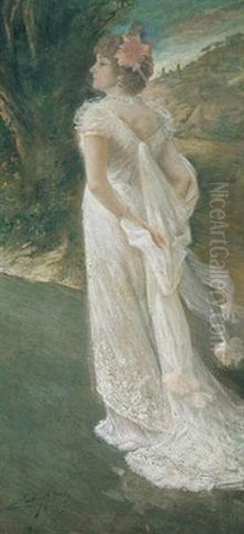 Portrait De Mademoiselle Evelyne Janney Oil Painting by Almery Lobel-Riche