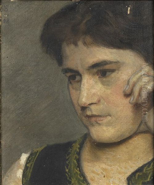 Portrat Einer Jungen Frau Oil Painting by Switbert Lobisser