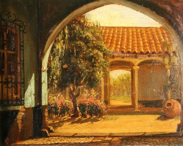 La Serena Patio Oil Painting by Alfredo Lobos