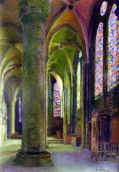 Interieur D'eglise by Maurice Lobre