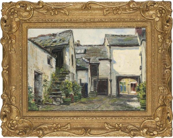 Bear Hotel, Crickhowel Oil Painting by Frank Moss Bennett