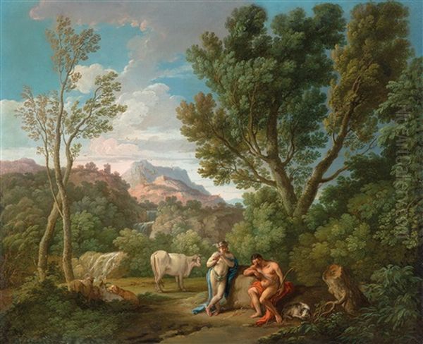 Landscape With Mercury And Argus Oil Painting by Andrea Locatelli