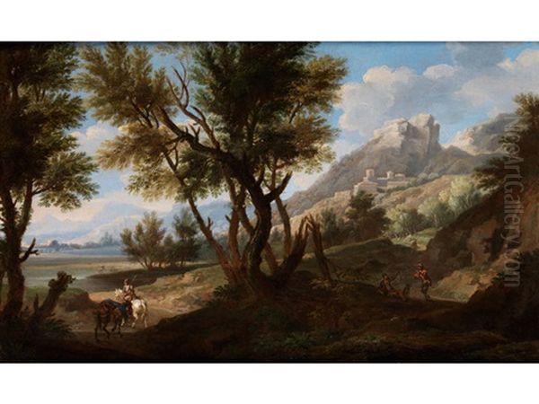 Bergige Landschaft Mit Reiter Und Staffagefiguren Oil Painting by Andrea Locatelli