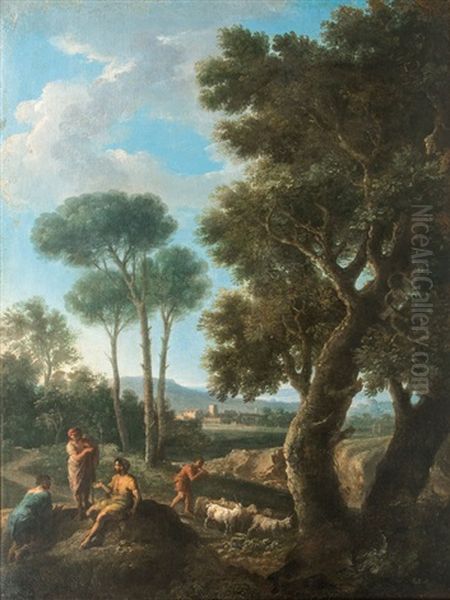 Herdsmen In The Roman Campagna Oil Painting by Andrea Locatelli