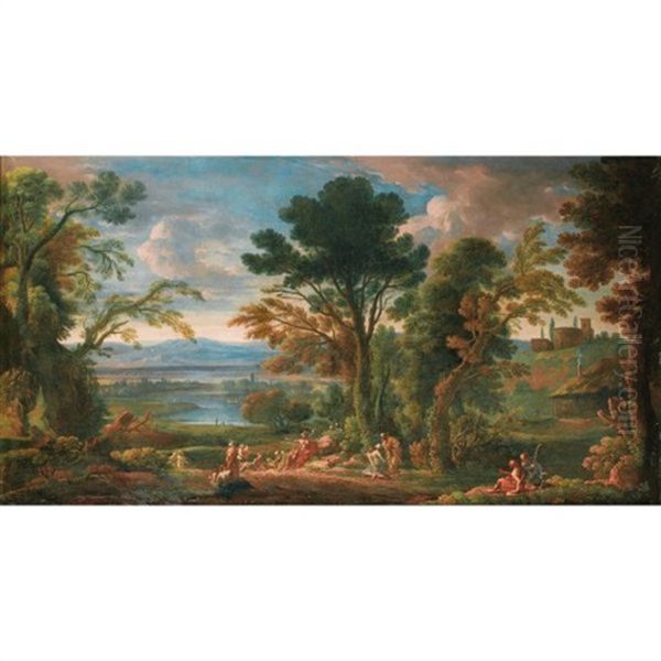 Paysage Avec La Predication De Saint Jean-baptiste Oil Painting by Andrea Locatelli