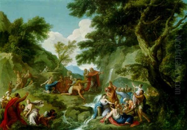 Moses Striking The Rock Oil Painting by Andrea Locatelli