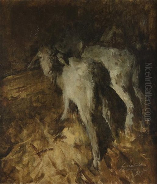 Lambs Oil Painting by Romualdo Locatelli