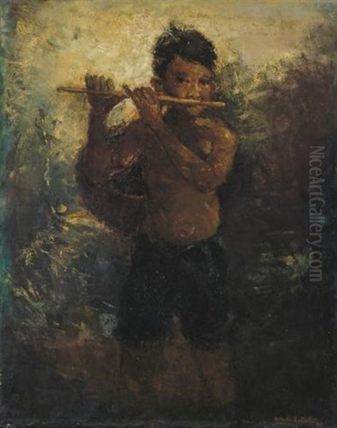 The Flautist Oil Painting by Romualdo Locatelli