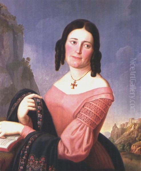 Portrait Einer Frau Mit Schal Oil Painting by Franz Sales Lochbihler