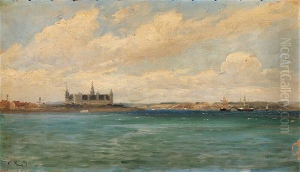 Fra Sundet Syd For Kronborg Oil Painting by Carl Ludvig Thilson Locher