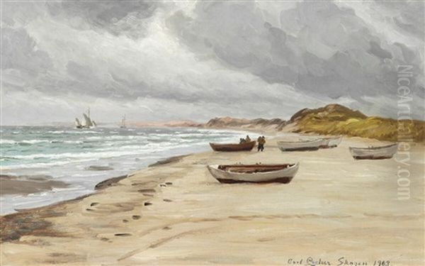 Windy Overcast Day At Skagen Sonderstrand Oil Painting by Carl Ludvig Thilson Locher