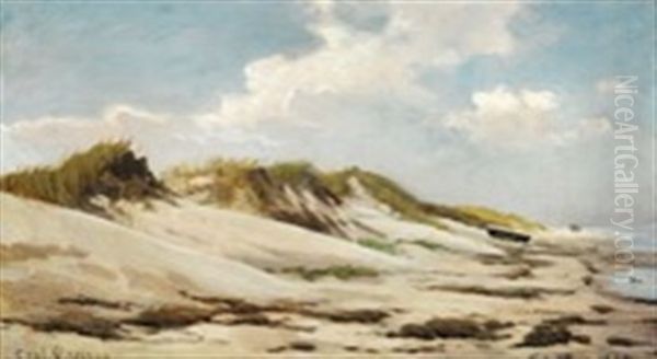 Sonderstrand At Skagen Oil Painting by Carl Ludvig Thilson Locher