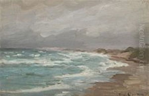 Scenery From Skagen Beach Oil Painting by Carl Ludvig Thilson Locher