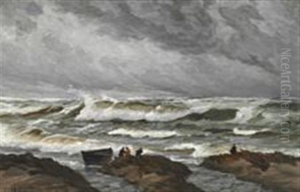 Storm. Skagen Oil Painting by Carl Ludvig Thilson Locher