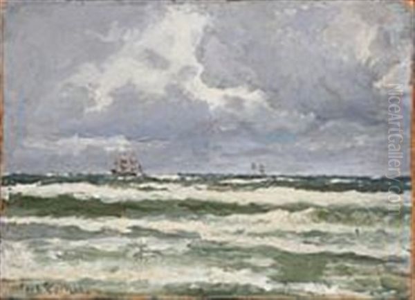 Nordvesten Storm. Hornbaek Oil Painting by Carl Ludvig Thilson Locher