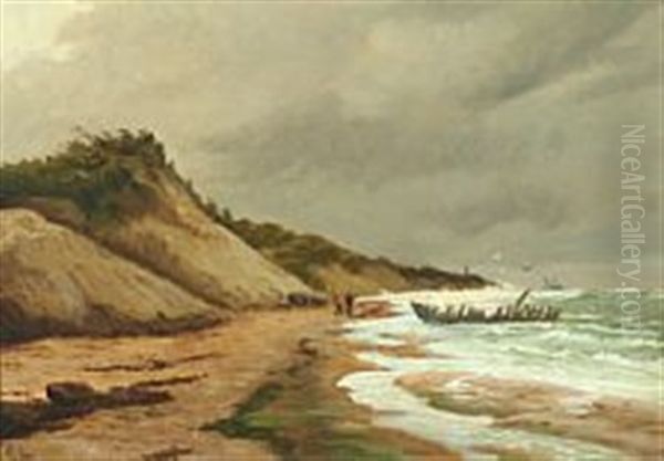 Stormy Day At Skagen Oil Painting by Carl Ludvig Thilson Locher