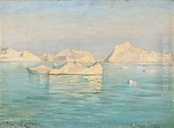 Icebergs In The Disco Bay, Greenland Oil Painting by Carl Ludvig Thilson Locher