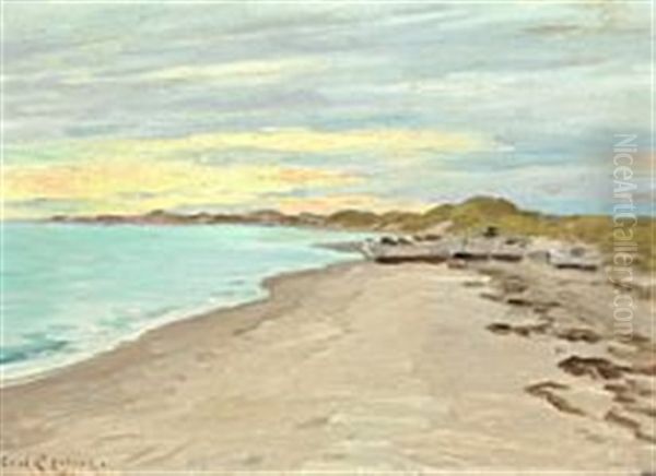 Skagen Beach Oil Painting by Carl Ludvig Thilson Locher