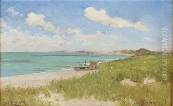 Kustbild Fran Skagen Oil Painting by Carl Ludvig Thilson Locher