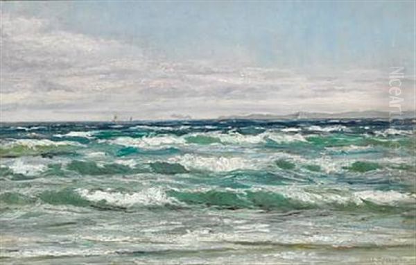 The Sea Off The Coast Of Hornbaek Oil Painting by Carl Ludvig Thilson Locher