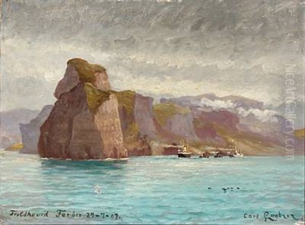 View From The Faroe Islands Oil Painting by Carl Ludvig Thilson Locher