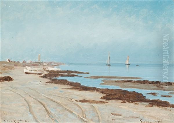 Calm Evening, Skagen Oil Painting by Carl Ludvig Thilson Locher