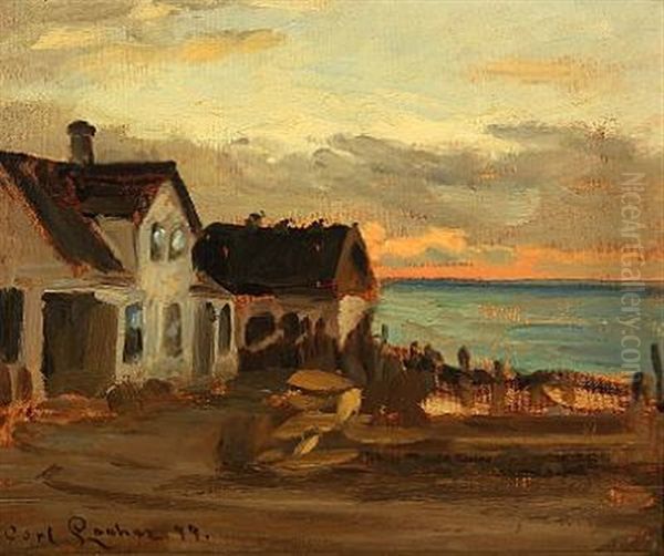 A House By The Sea Oil Painting by Carl Ludvig Thilson Locher