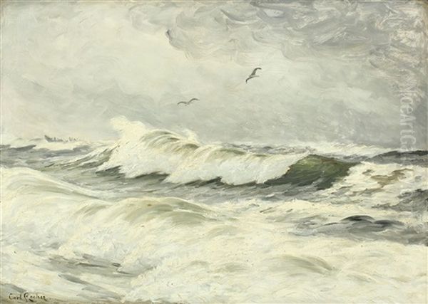 Breakers Oil Painting by Carl Ludvig Thilson Locher