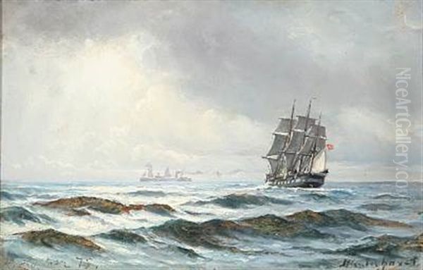 Seascape From The Atlantic Ocean by Carl Ludvig Thilson Locher