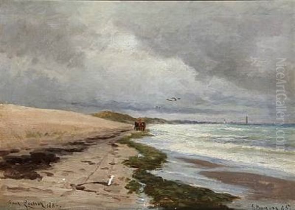 Agepost Ved Skagens Sonderstrand Oil Painting by Carl Ludvig Thilson Locher