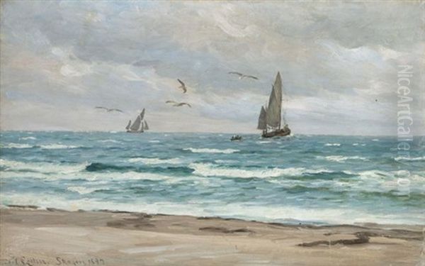 Skagen Oil Painting by Carl Ludvig Thilson Locher