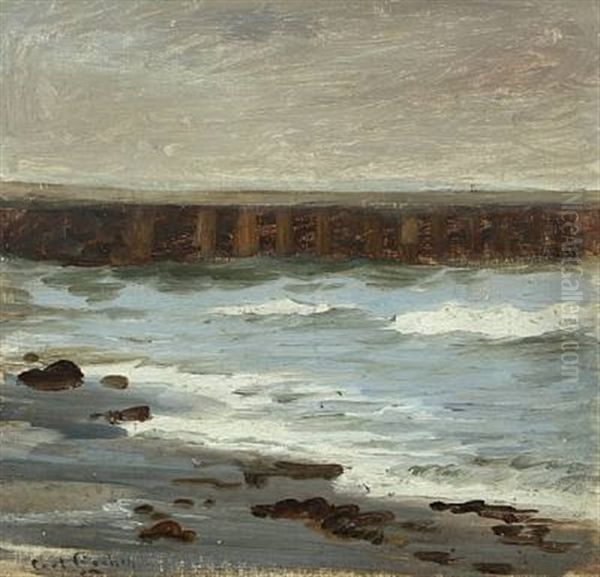 Coastal Scenery In Cloudy Weather by Carl Ludvig Thilson Locher