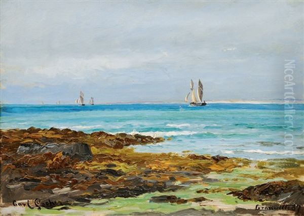 Coast At Granville, Normandy Oil Painting by Carl Ludvig Thilson Locher