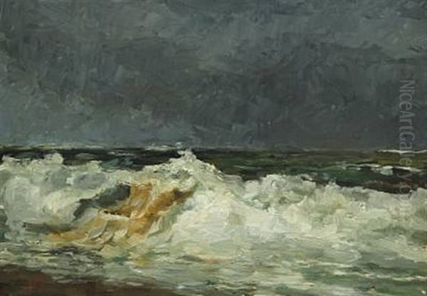 Breakers Oil Painting by Carl Ludvig Thilson Locher